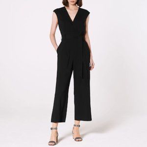 LK Bennett Kent Black Crepe Wrap Jumpsuit Black Size